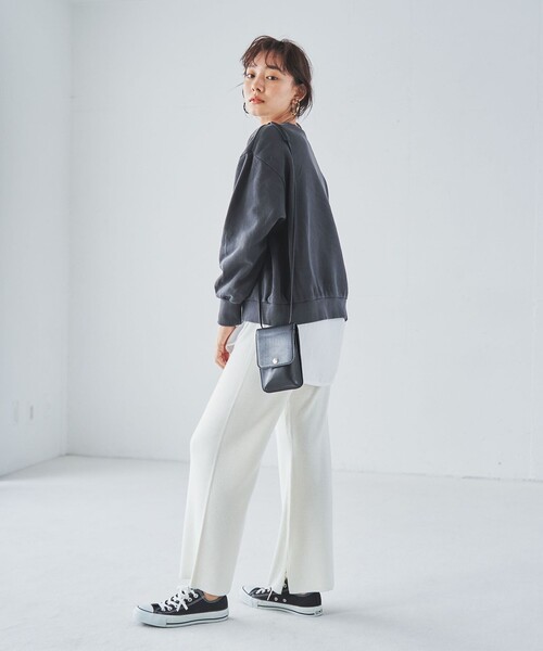 coen(コーエン)の「ハーフミラノニットセミフレアパンツ(セットアップ対応可能)(その他パンツ・レディース・ベージュ/ネイビー/オフホワイト・LARGE/MEDIUM)」の6枚目の写真