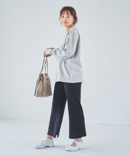 coen(コーエン)の「ハーフミラノニットセミフレアパンツ(セットアップ対応可能)(その他パンツ・レディース・ベージュ/ネイビー/オフホワイト・LARGE/MEDIUM)」の7枚目の写真
