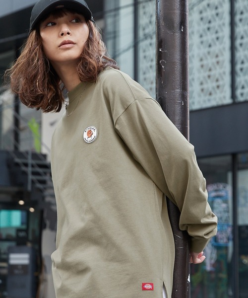 Dickies(ディッキーズ)の「Dickies/ディッキーズ オーバーサイズワッペンロンT(Tシャツ/カットソー・レディース・ブラック/カーキ/サックスブルー/ピンク/ブルー/オートミール/チャコール/ベージュ系2・M/L)」の16枚目の写真