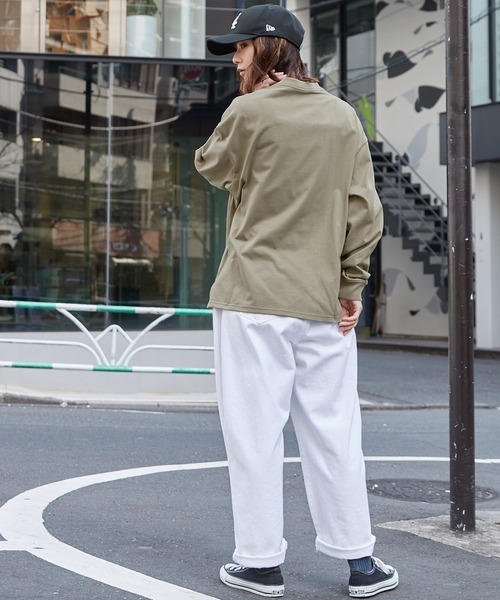 Dickies(ディッキーズ)の「Dickies/ディッキーズ オーバーサイズワッペンロンT(Tシャツ/カットソー・レディース・ブラック/カーキ/サックスブルー/ピンク/ブルー/オートミール/チャコール/ベージュ系2・M/L)」の20枚目の写真