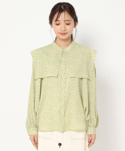mysty woman（ミスティウーマン）の「ソフト花柄付け襟ブラウス 267555（シャツ/ブラウス・レディース・ブラック/イエロー/ライトベージュ・FREE）」の11枚目の写真