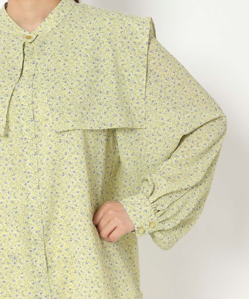 mysty woman（ミスティウーマン）の「ソフト花柄付け襟ブラウス 267555（シャツ/ブラウス・レディース・ブラック/イエロー/ライトベージュ・FREE）」の15枚目の写真