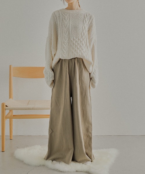 Fashion Letter(ファッションレター)の「裏起毛ゆったりロング丈ワイドパンツ(スウェットパンツ・レディース・ブラック/ライトカーキ/杢グレー・M~L/4L~5L/LL~3L)」の3枚目の写真