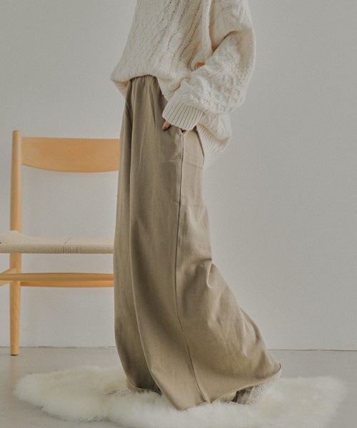 Fashion Letter(ファッションレター)の「裏起毛ゆったりロング丈ワイドパンツ(スウェットパンツ・レディース・ブラック/ライトカーキ/杢グレー・M~L/4L~5L/LL~3L)」の16枚目の写真