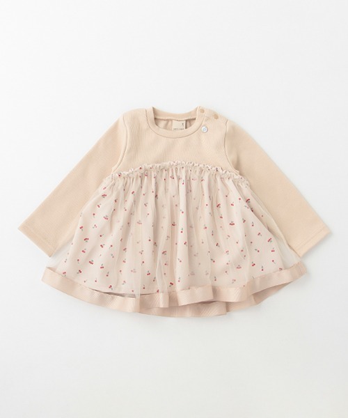 petit main(プティマイン)の「チェリープリントドッキングT(Tシャツ/カットソー・キッズ・ネイビー/ライトピンク/アイボリー・80cm/100cm/110cm/120cm/130cm/90cm)」の3枚目の写真