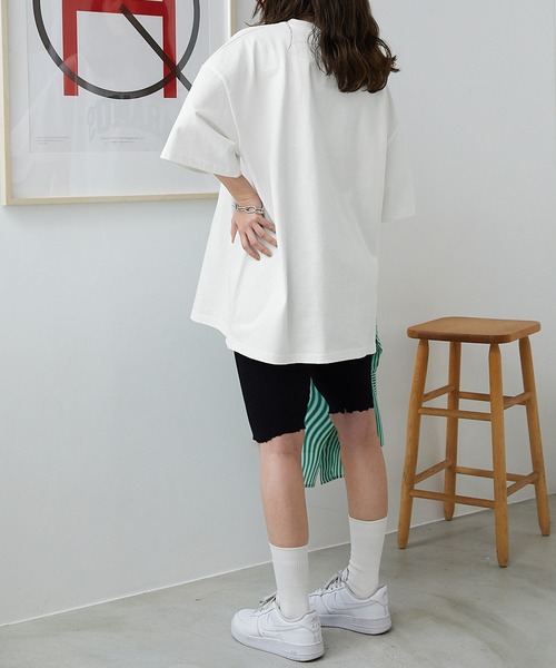 BASQUE magenta（バスクマゼンタ）の「PARAMUS MINNESOTA COLORADO LOGO CREW NECK T-SHIRTS / パラマス ミネソタ コロラド アーチロゴ 配色刺繍 クルーネック ビッグ 半袖Tシャツ（Tシャツ/カットソー・レディース・ライトグレー系2/ネイビー系2/ライトグレー系1/グリーン系2/グレー系1/ホワイト系1/グレー系3/ホワイト系3/ピンク系・L/M）」の16枚目の写真