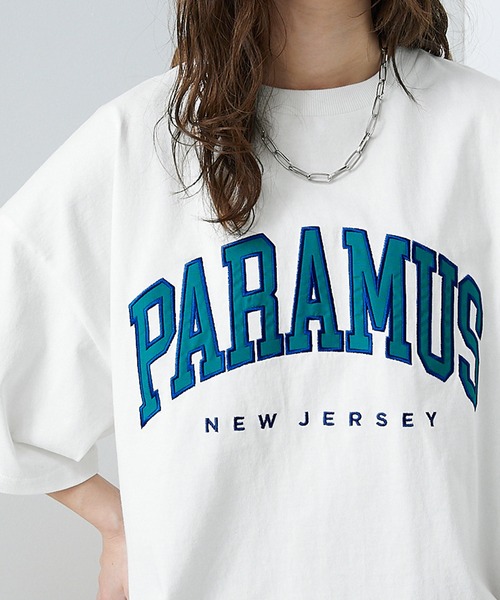 BASQUE magenta（バスクマゼンタ）の「PARAMUS MINNESOTA COLORADO LOGO CREW NECK T-SHIRTS / パラマス ミネソタ コロラド アーチロゴ 配色刺繍 クルーネック ビッグ 半袖Tシャツ（Tシャツ/カットソー・レディース・ライトグレー系2/ネイビー系2/ライトグレー系1/グリーン系2/グレー系1/ホワイト系1/グレー系3/ホワイト系3/ピンク系・L/M）」の17枚目の写真