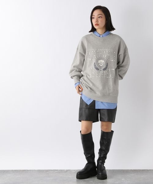 JEANASIS（ジーナシス）の「ヴィーガンレザーフロントキリカエショートパンツ/269130（その他パンツ・レディース・ブラック/オフホワイト・SMALL/MEDIUM）」の3枚目の写真