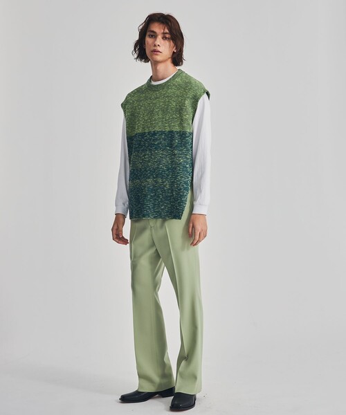 LiNoH（リノー）の「SLAB YARN KNIT VEST（ベスト・メンズ・ブラック/グリーン・1/2）」の5枚目の写真