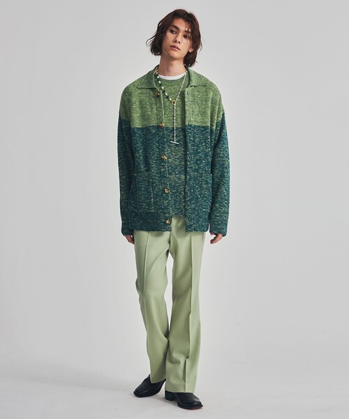 LiNoH（リノー）の「SLAB YARN KNIT VEST（ベスト・メンズ・ブラック/グリーン・1/2）」の6枚目の写真