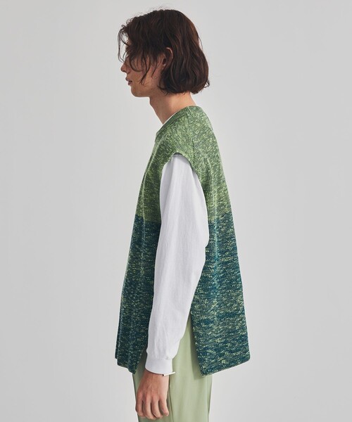 LiNoH（リノー）の「SLAB YARN KNIT VEST（ベスト・メンズ・ブラック/グリーン・1/2）」の8枚目の写真