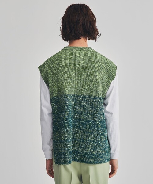 LiNoH（リノー）の「SLAB YARN KNIT VEST（ベスト・メンズ・ブラック/グリーン・1/2）」の9枚目の写真