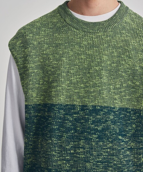 LiNoH（リノー）の「SLAB YARN KNIT VEST（ベスト・メンズ・ブラック/グリーン・1/2）」の10枚目の写真