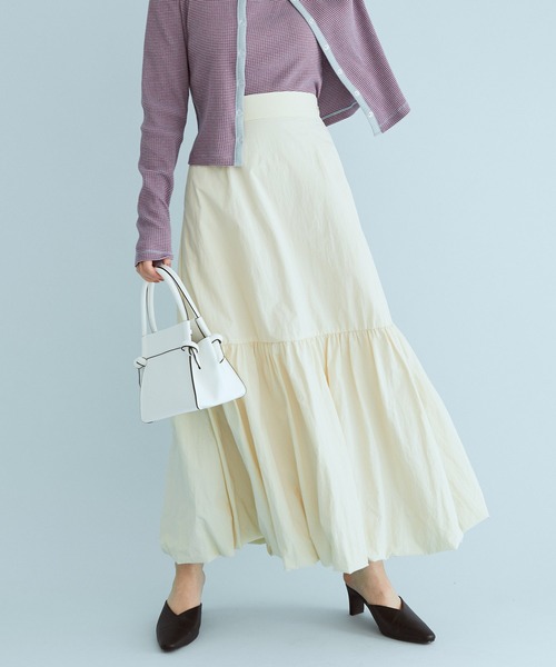 VIS（ビス）の「ふんわりティアードバルーンスカート（スカート・レディース・ミント/ネイビー/キナリ・M/S）」の2枚目の写真