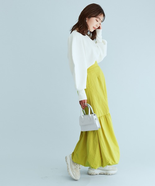 VIS（ビス）の「ふんわりティアードバルーンスカート（スカート・レディース・ミント/ネイビー/キナリ・M/S）」の17枚目の写真