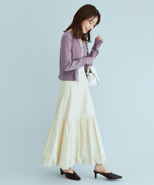 VIS（ビス）の「ふんわりティアードバルーンスカート（スカート・レディース・ミント/ネイビー/キナリ・M/S）」の7枚目の写真