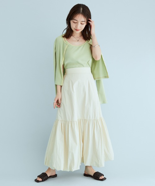 VIS（ビス）の「ふんわりティアードバルーンスカート（スカート・レディース・ミント/ネイビー/キナリ・M/S）」の10枚目の写真