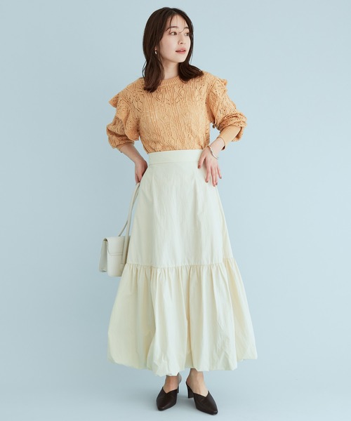 VIS（ビス）の「ふんわりティアードバルーンスカート（スカート・レディース・ミント/ネイビー/キナリ・M/S）」の13枚目の写真