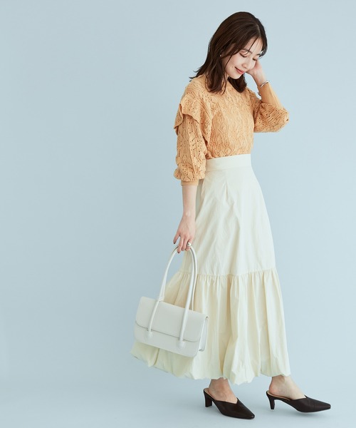 VIS（ビス）の「ふんわりティアードバルーンスカート（スカート・レディース・ミント/ネイビー/キナリ・M/S）」の15枚目の写真