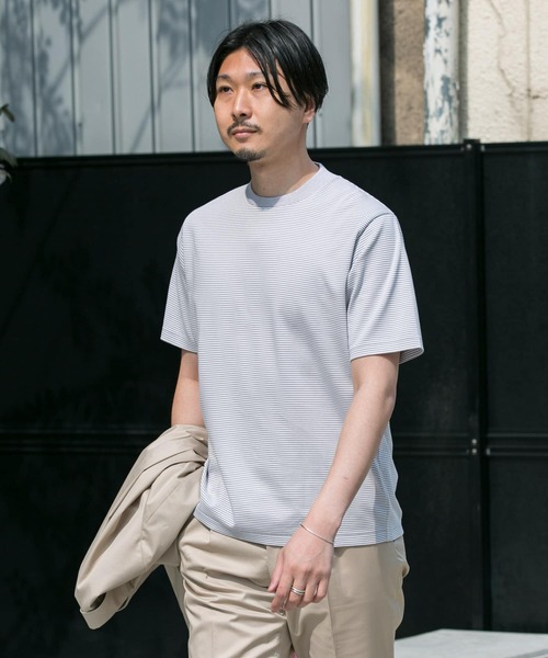 URBAN RESEARCH DOORS（アーバンリサーチドアーズ）の「『抗菌/防臭』LIFE STYLE TAILOR　シルケットポンチストレッチTシャツ（Tシャツ/カットソー・メンズ・ホワイト系その他/ホワイト/グレー系その他・MEDIUM/LARGE）」の4枚目の写真