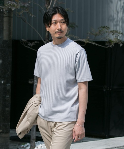 URBAN RESEARCH DOORS（アーバンリサーチドアーズ）の「『抗菌/防臭』LIFE STYLE TAILOR　シルケットポンチストレッチTシャツ（Tシャツ/カットソー・メンズ・ホワイト系その他/ホワイト/グレー系その他・MEDIUM/LARGE）」の6枚目の写真