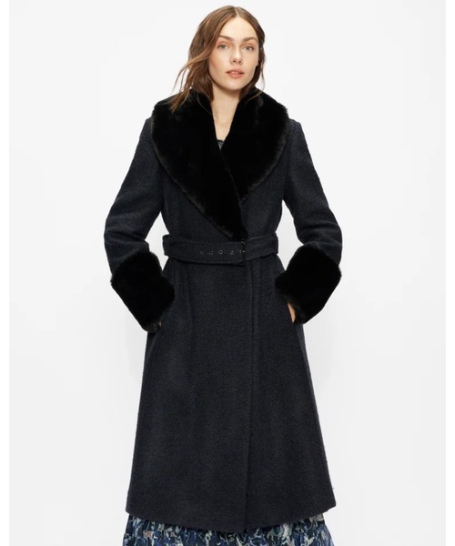 Ted Baker(テッドベーカー)の「LLAYYLA フェイクファー ラップロングコート(チェスターコート・レディース・ダークネイビー・0/3)」の8枚目の写真