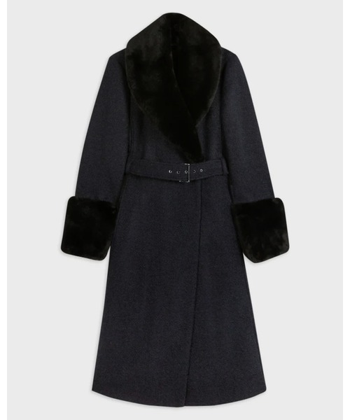 Ted Baker(テッドベーカー)の「LLAYYLA フェイクファー ラップロングコート(チェスターコート・レディース・ダークネイビー・0/3)」の10枚目の写真