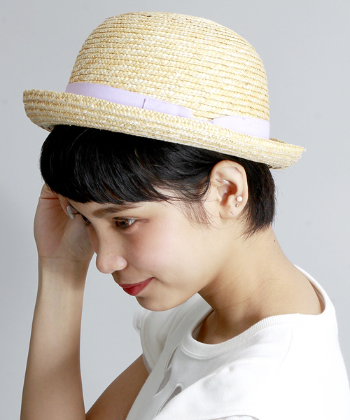 WEGO（ウィゴー）の「WEGO/ストローボーラーハット（ハット・レディース・パープル/ピンク/ブラック・FREE）」の3枚目の写真