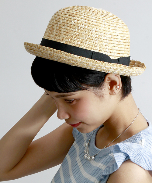 WEGO（ウィゴー）の「WEGO/ストローボーラーハット（ハット・レディース・パープル/ピンク/ブラック・FREE）」の2枚目の写真