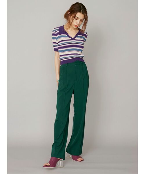 EVRIS(エヴリス)の「タックストレートカラーパンツ(スラックス・レディース・ブラック/レッド/イエロー/グリーン・SMALL/MEDIUM)」の8枚目の写真