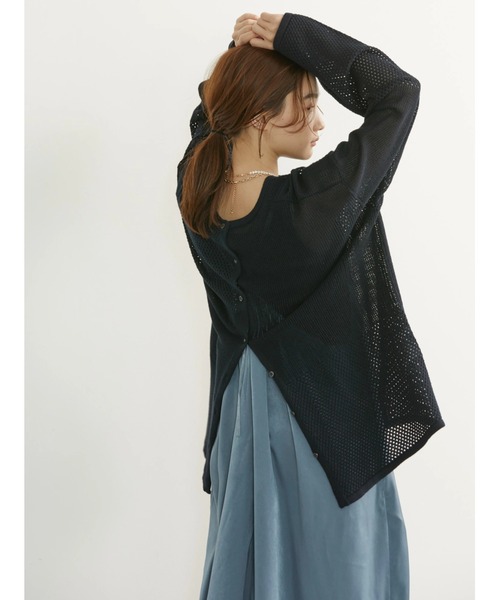 AMERICAN HOLIC（アメリカンホリック）の「透かし編みパッチワーク2WAYプルオーバー（ニット/セーター・レディース・ネイビー/アイボリー/サックスブルー・M/L）」の10枚目の写真