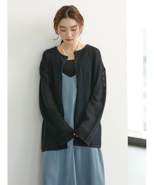 AMERICAN HOLIC（アメリカンホリック）の「透かし編みパッチワーク2WAYプルオーバー（ニット/セーター・レディース・ネイビー/アイボリー/サックスブルー・M/L）」の13枚目の写真