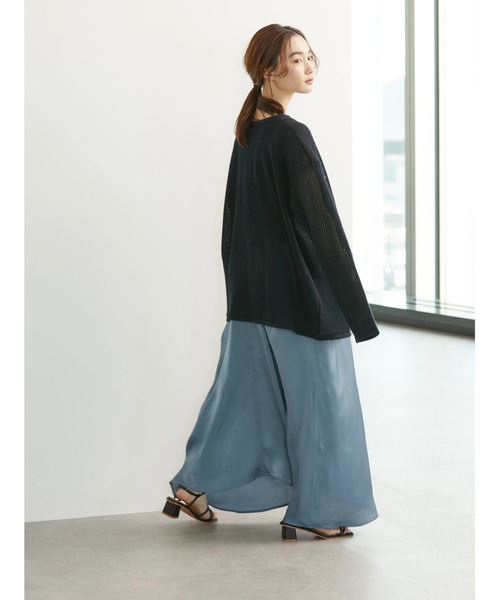 AMERICAN HOLIC（アメリカンホリック）の「透かし編みパッチワーク2WAYプルオーバー（ニット/セーター・レディース・ネイビー/アイボリー/サックスブルー・M/L）」の18枚目の写真