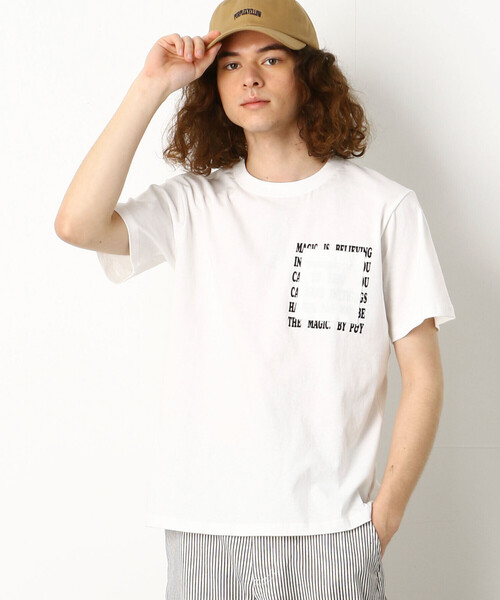 Purple&Yellow(パープルアンドイエロー)の「メッセージプリント&ポケット半袖Tシャツ(Tシャツ/カットソー・メンズ・ブラック/パープル/ホワイト/イエロー・X-SMALL/LARGE/SMALL/MEDIUM/X-LARGE)」の2枚目の写真