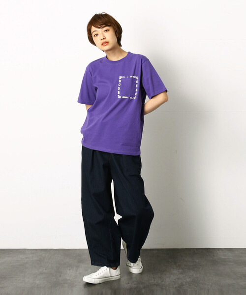 Purple&Yellow(パープルアンドイエロー)の「メッセージプリント&ポケット半袖Tシャツ(Tシャツ/カットソー・メンズ・ブラック/パープル/ホワイト/イエロー・X-SMALL/LARGE/SMALL/MEDIUM/X-LARGE)」の19枚目の写真