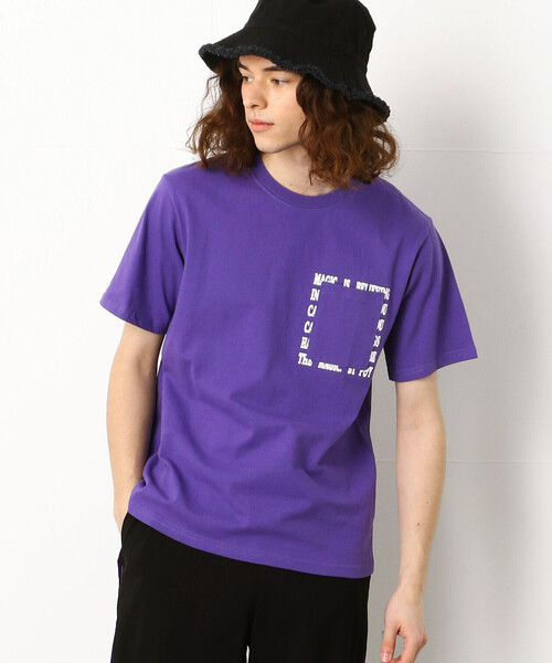 Purple&Yellow(パープルアンドイエロー)の「メッセージプリント&ポケット半袖Tシャツ(Tシャツ/カットソー・メンズ・ブラック/パープル/ホワイト/イエロー・X-SMALL/LARGE/SMALL/MEDIUM/X-LARGE)」の18枚目の写真