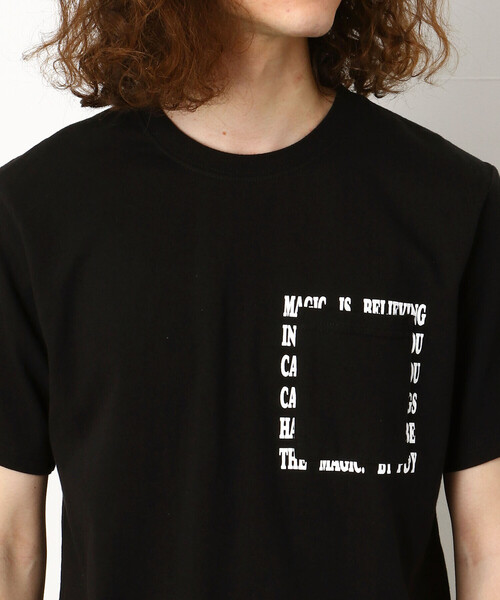 Purple&Yellow(パープルアンドイエロー)の「メッセージプリント&ポケット半袖Tシャツ(Tシャツ/カットソー・メンズ・ブラック/パープル/ホワイト/イエロー・X-SMALL/LARGE/SMALL/MEDIUM/X-LARGE)」の12枚目の写真