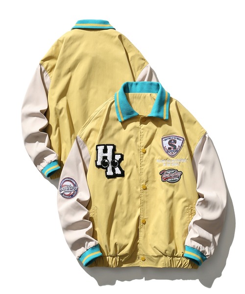 HOOK（フック）の「HOOK -original- アメカジワッペン付きコーチジャケット（カバーオール・メンズ・ベージュ/ネイビー/イエロー・M/L/XL）」の3枚目の写真