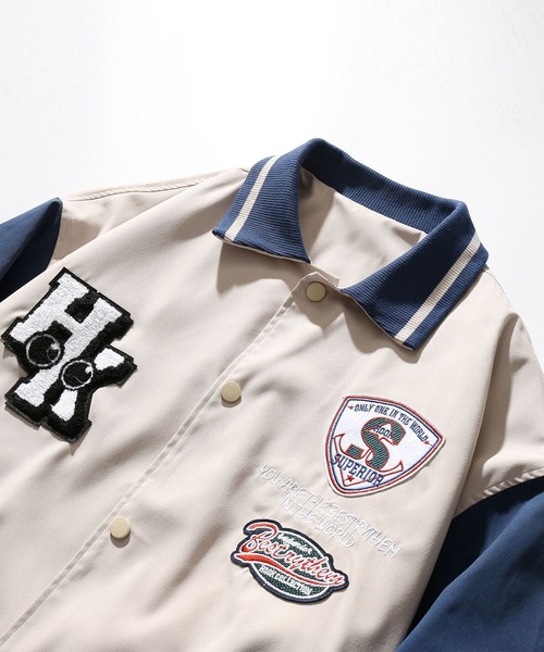 HOOK（フック）の「HOOK -original- アメカジワッペン付きコーチジャケット（カバーオール・メンズ・ベージュ/ネイビー/イエロー・M/L/XL）」の12枚目の写真