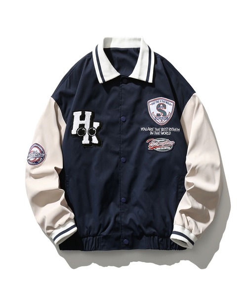 HOOK（フック）の「HOOK -original- アメカジワッペン付きコーチジャケット（カバーオール・メンズ・ベージュ/ネイビー/イエロー・M/L/XL）」の8枚目の写真