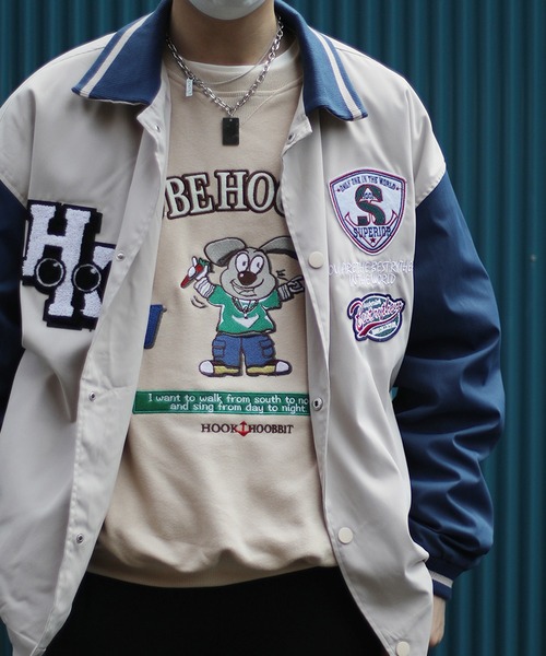 HOOK（フック）の「HOOK -original- アメカジワッペン付きコーチジャケット（カバーオール・メンズ・ベージュ/ネイビー/イエロー・M/L/XL）」の5枚目の写真
