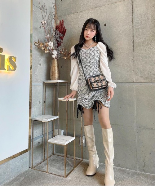 ANDGEEBEE（アンジービー）の「ドロストレースワンピ（ワンピース・レディース・ホワイト/ブラック・MEDIUM）」の17枚目の写真