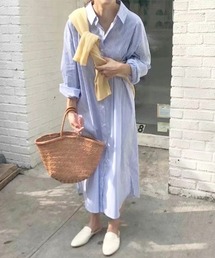 Futier land | ストライプマキシシャツワンピース(シャツワンピース)