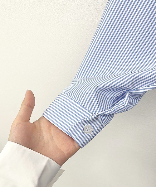 Futier land（フューティアランド）の「ストライプマキシシャツワンピース（シャツワンピース・レディース・ピンク/ブルー・FREE）」の8枚目の写真