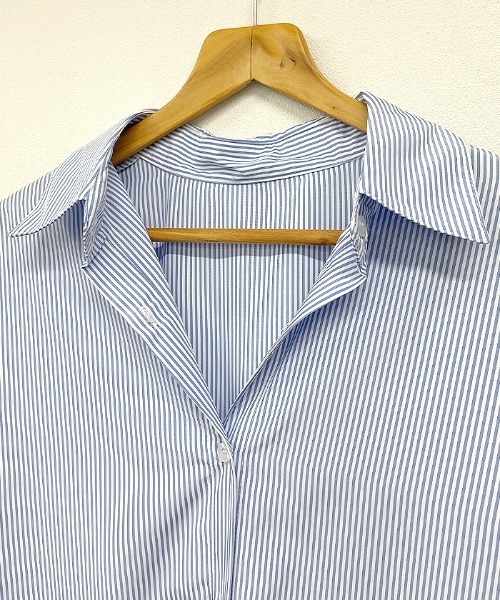 Futier land（フューティアランド）の「ストライプマキシシャツワンピース（シャツワンピース・レディース・ピンク/ブルー・FREE）」の9枚目の写真