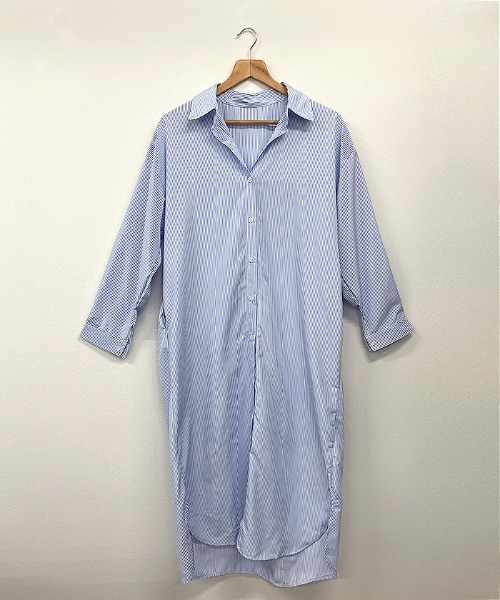 Futier land（フューティアランド）の「ストライプマキシシャツワンピース（シャツワンピース・レディース・ピンク/ブルー・FREE）」の10枚目の写真