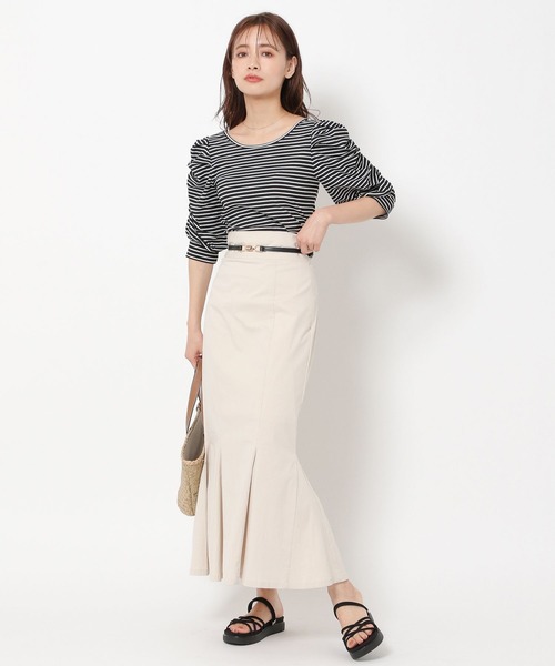 mysty woman(ミスティウーマン)の「パワショル2WAYテレコプルオーバー 283364(Tシャツ/カットソー・レディース・オフホワイト/オレンジ/ホワイト系/ブラック系/ブラック・FREE)」の8枚目の写真