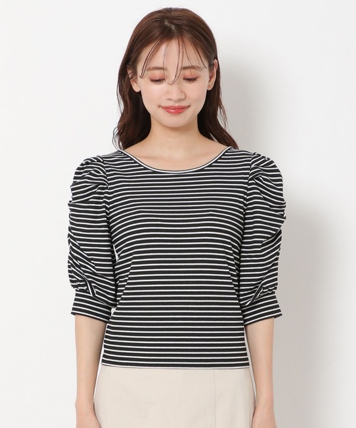 mysty woman(ミスティウーマン)の「パワショル2WAYテレコプルオーバー 283364(Tシャツ/カットソー・レディース・オフホワイト/オレンジ/ホワイト系/ブラック系/ブラック・FREE)」の20枚目の写真