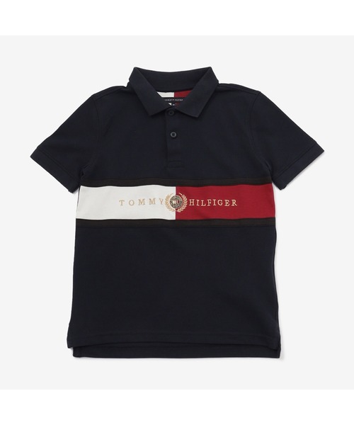 TOMMY HILFIGER（トミーヒルフィガー）の「チェストフラッグレギュラーポロシャツ（ポロシャツ・キッズ・ホワイト/ネイビー/カーキ・110cm/100cm/120cm）」の3枚目の写真