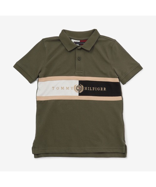 TOMMY HILFIGER（トミーヒルフィガー）の「チェストフラッグレギュラーポロシャツ（ポロシャツ・キッズ・ホワイト/ネイビー/カーキ・110cm/100cm/120cm）」の2枚目の写真